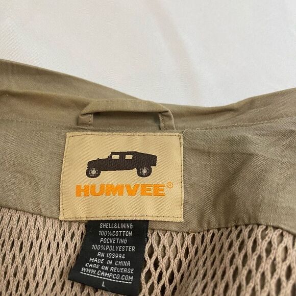 HUMVEE Men’s Size Large Ranger Vest Full Zip With Multiple Pockets Khaki Tan EUC - Picture 7 of 9